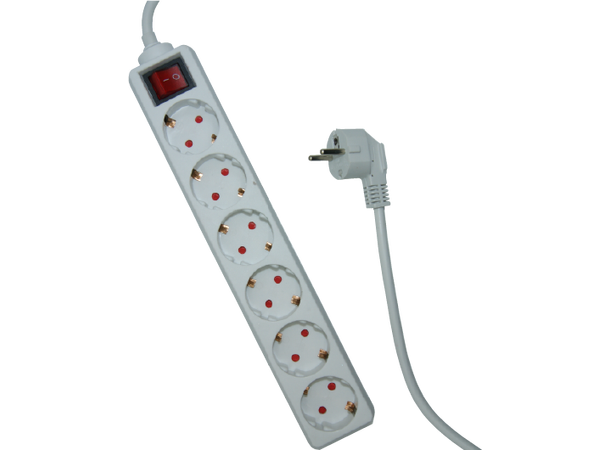 Elivi Powerstrip 6 Socks 5m White | With on/off switch