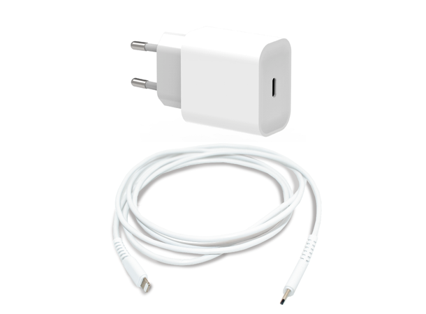 Elivi Wall Charger + USB C-Lightning 2m USB C Wall Charger + 2m White Cable