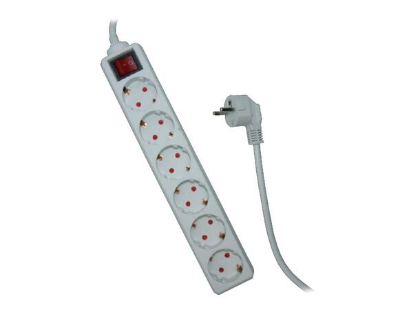Elivi Powerstrip 6 Socks 3m White | With on/off switch