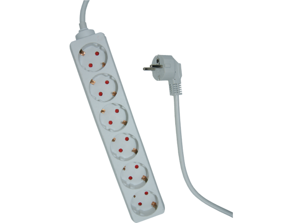 Elivi Powerstrip 6 Socks 3m White | Without on/off switch