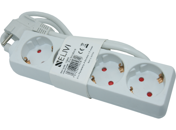 Elivi Powerstrip 4 Socks 1,5m White | Without on/off switch