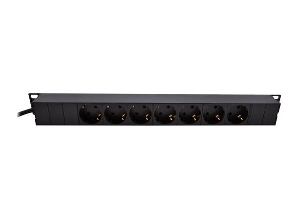 Elivi Powerstrip 7xCEE7/4 3m Black | For tabletop and rack