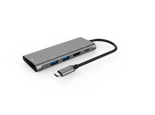 Elivi UltraSlim USB C Docking 6 in 1 MultiPort Adapter HUB| SpaceGrey
