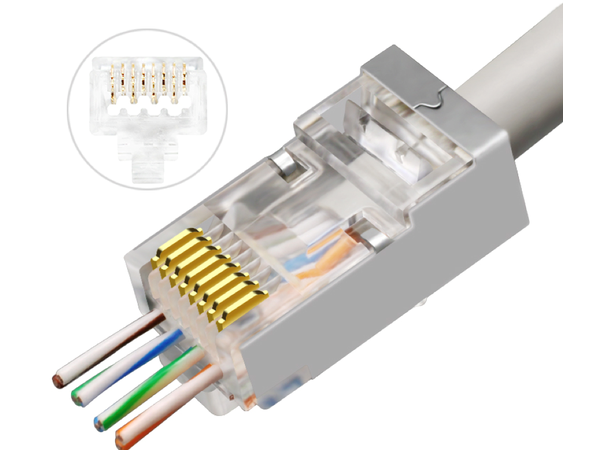 LinkIT Easy RJ45 Cat.6A STP 100 stk boks 50µ gull kontakter for 26/7AWG kabel