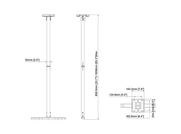 Multibrackets Pro Series - Enclosure Cei ling Kit 49-65"Black