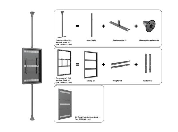 Multibrackets Pro Series - Enclosure 50" Floor to Ceiling Medium Black