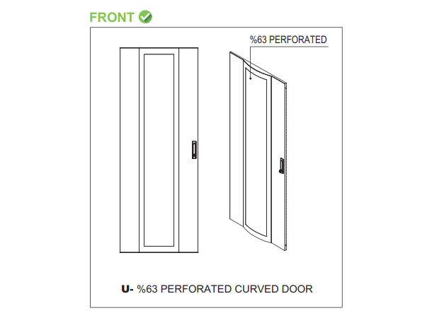Lande DYNAmic Door Panel 42U W600 Perforated | Curved front door | Black